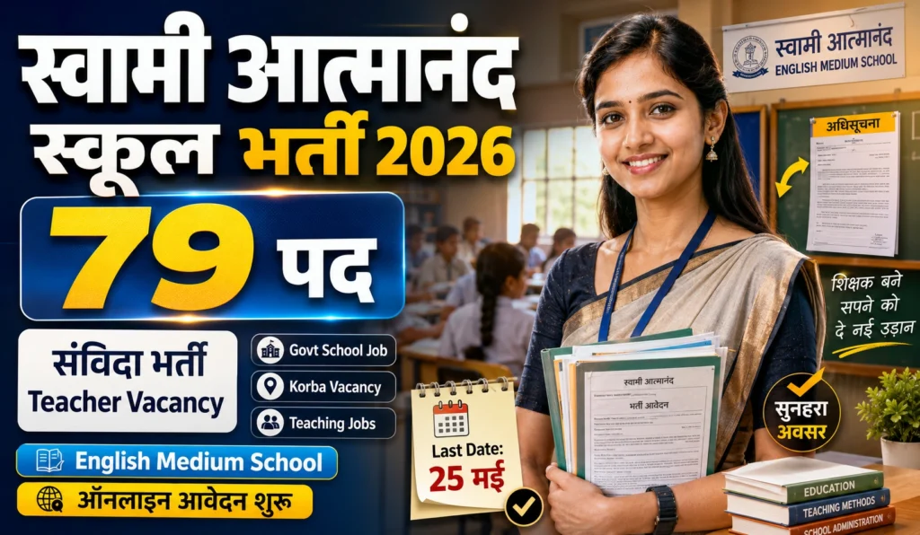 Swami Atmanand School Korba Vacancy 2026